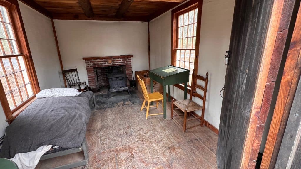 A replica of the single-room hut by Walden Pond where Henry Thoreau stayed for 2 years, 2 months and 2 days.